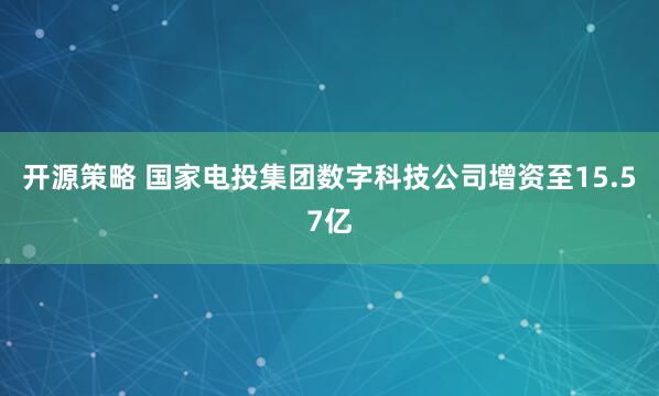 开源策略 国家电投集团数字科技公司增资至15.57亿