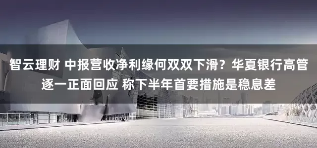 智云理财 中报营收净利缘何双双下滑？华夏银行高管逐一正面回应 称下半年首要措施是稳息差